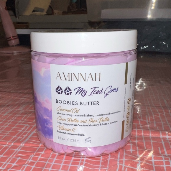 NEW, AMINNAH My Iced Gems Raspberry Vanilla Whipped Boob Butter Lotion, 8 oz - Picture 1 of 6